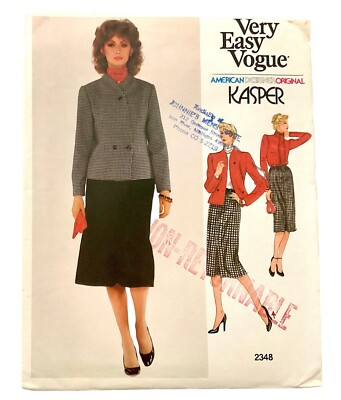 Very Easy Vogue American Designer Kasper Sewing Pattern 2348 Womens Size 12