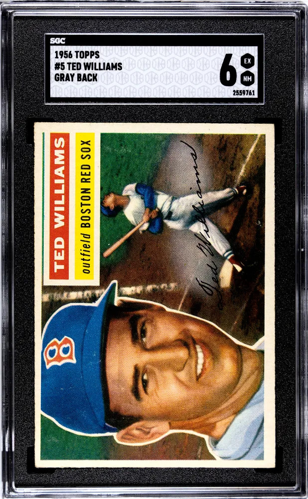 1956 Topps Ted Williams #5 Gray Back SGC 6