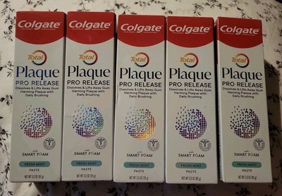 5 Colgate Plaque Pro Release Fresh Mint Toothpaste 3oz -EXP: 6/27