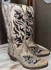 SZ 7 WOMENS Grayish  Black Sequins CORRAL  E1237 1237 Snip Toe WESTERN BOOTS