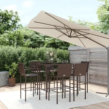  Garden Bar Set Brown PE rattan, powder-coated steel, tempered glass