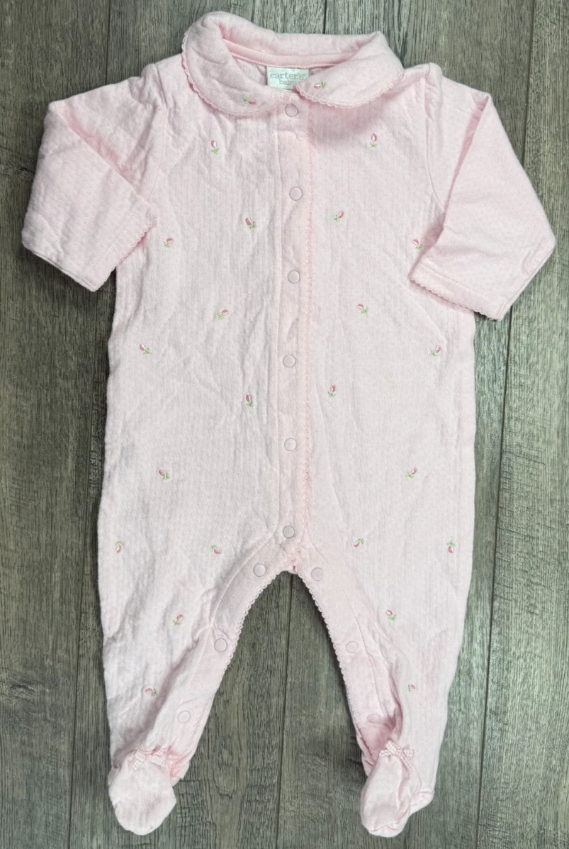 Baby Girl Clothes Vintage Carter's 3-6 Month Little Rose Pink Footed Outfit