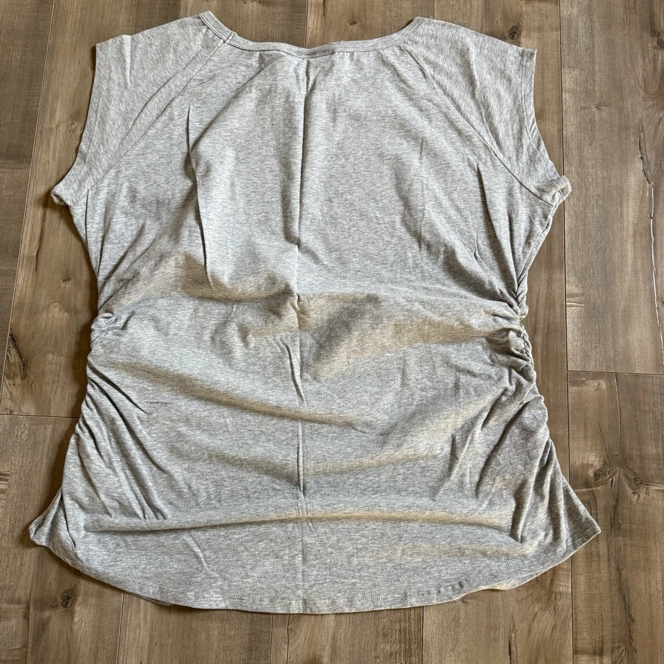 Belle Gray Lisa Rinna Short Sleeve Shirt Women 2XL T-Shirt Gray Ruched Gathered - Image 2 of 4