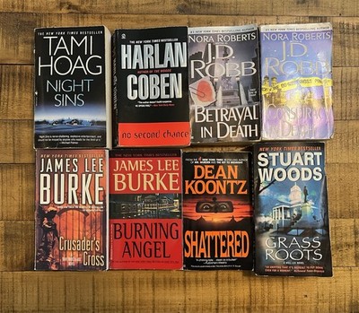 Lot Of 8 Paperback Thriller Suspense Novels Mixed Hoag Coben J.D. Robb Koontz