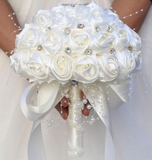 Bridal Wedding Bouquet round Bling Brooch Bouquet Artificial Rose Flower Bunch f