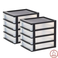 IRIS 2pk 4 Drawer Desktop Storage Unit, Black, 12.375" Height
