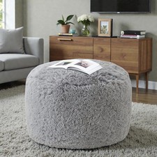 Faux Fur Beanbags Round Footstool Bean Bag Pouf Foam Chunk Filling 65 x 45 cm