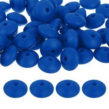 50Pcs 12mm Silicone Lentil Beads Loose Abacus Bead for DIY Dark Blue
