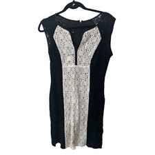 Nine West black and white lace overlay sheath dress womens size 6