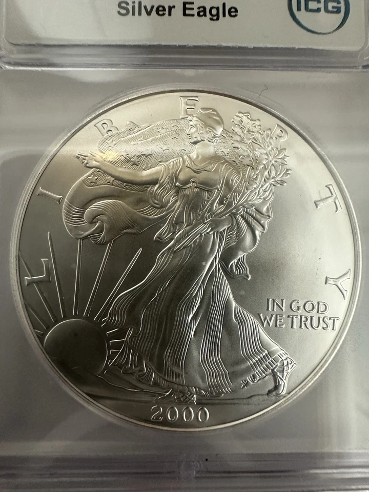 Moneda Silver Eagle 2000 - 1 oz 999 - ICG MS69+ graduada. Foto 3 de 4