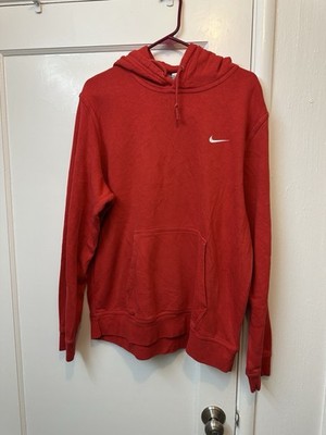 Vintage Y2K Nike Mini Swoosh Check Essential Hoodie Sweatshirt XL Red Flaws