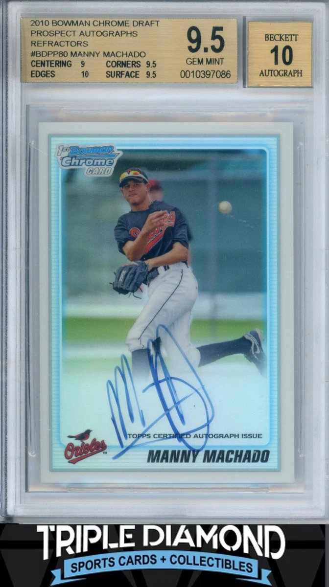 Bowman Manny Machado 2010 Season Baseball Sports Trading Cards