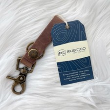 NWT Rustico Super Loop Leather Keychain Brown Cowhide Antique Brass Made in USA