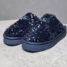 Bearpaw Womens PORTIA Sequin Embellished Slipper Mule BLACK Size 8 Wide Width