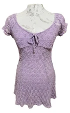 No comment Babydoll Floral Lace MINI Dress Sz M Lavender Fairy Romantic Coquette