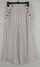American Eagle sz S Wide Leg Pants striped beach cropped lined 1486