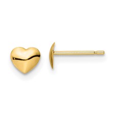 14k Yellow Gold Polished Heart Post Stud Earrings 0.12gm L-4.5mm, W-5.25mm