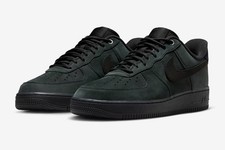 New Mens Nike Air Force 1 Low Triple Black Nubuck