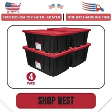 Hyper Tough Large Storage Bin, 27 Gallon Plastic Storage Container with Snap-On