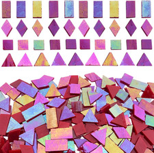 Iridescent Red Glass Mosaic Tiles Kit - 280 Pieces, Mixed Shapes