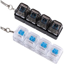 Glowing Keyboard Finger Clicker,4-In-1 Decompression Button Keychain,Fidget Toy