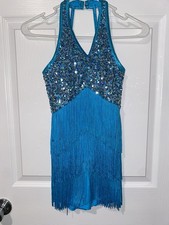 Weissman Showtime Blue Fringe Sequin Dance Costume Youth Large Child LC Tap Jazz