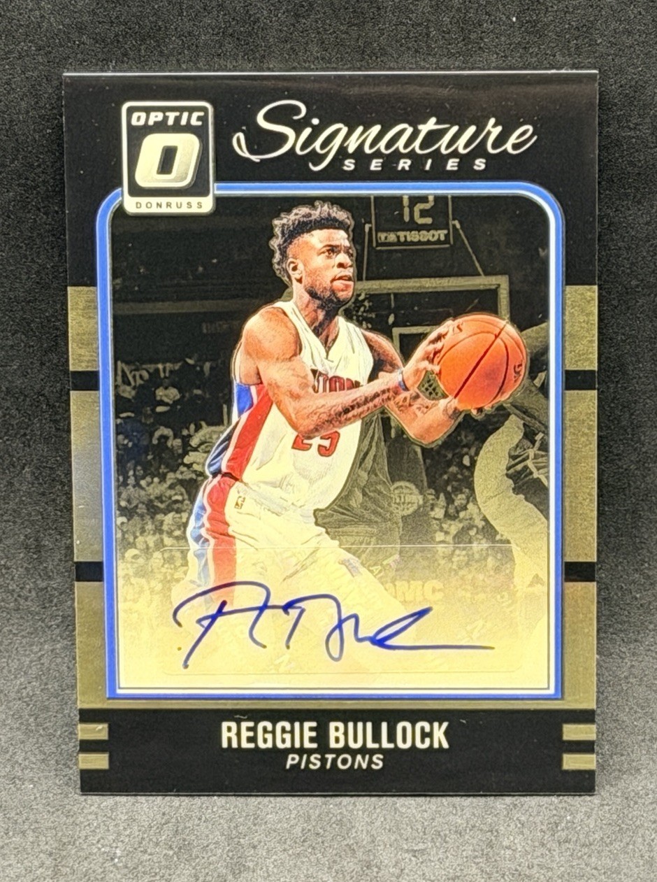 2016 Optic Gold Vinyl 1/1 Reggie Bullock Signature Series Auto Detroit Pistons view 1
