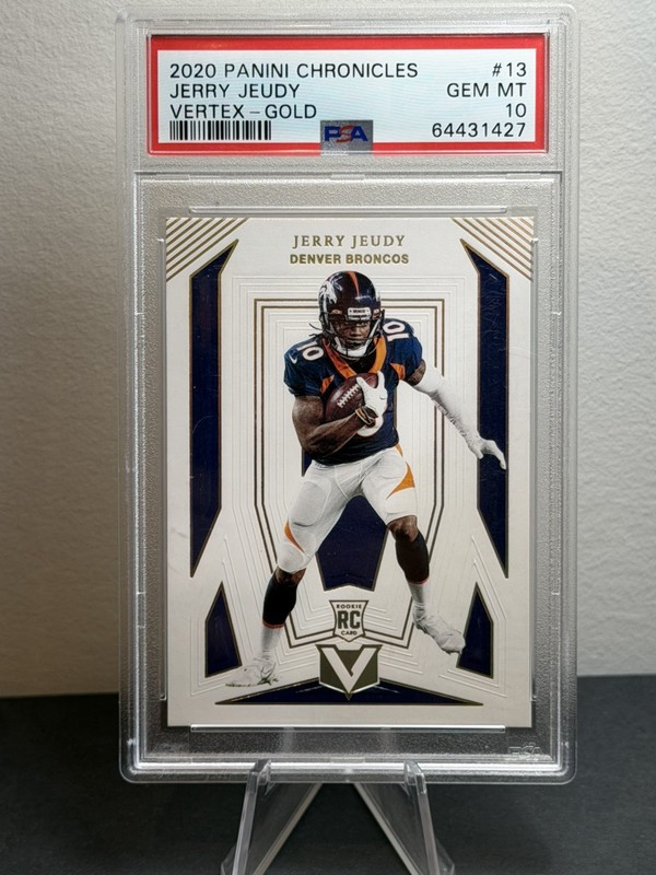 2020 Panini Chronicles Rookie Jerry Jeudy Vertex GOLD 2/10 PSA 10 Gem Mint RC