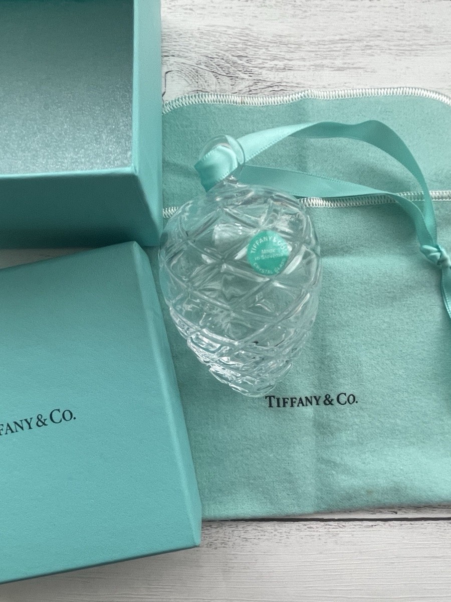 Tiffany Ornament Pinecone Christmas Holiday Crystal with Box