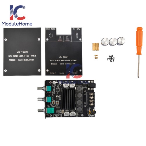 ZK-1002T Bluetooth 5.0 Stereo Amplifier Board Treble Bass 2-Channel 100W+100W - Picture 26 of 53