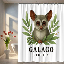 Cute Animal Shower Curtain with Green Leaves Design