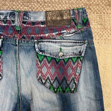 Y2K Akademiks Mens Size 38 Jeans Blue Denim Embroidered Contrast Stitch Baggy