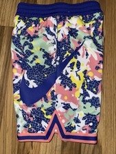 Nike NDA bloomin dri-fit girl s size Large purple logo BASKETBALL SHORTS Camo