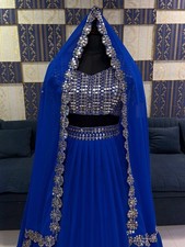 Designer Blue Fox Georgette Lehenga Choli Sequins Work Semi Stitched Bridal Part