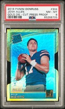 2018 PANINI DONRUSS GOLD DIE-CUT PRESS PROOF JOSH ALLEN ROOKIE RC 14/25 PSA 8