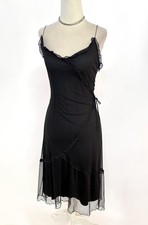 Vintage 90’s Betsey Johnson Black Swiss Dot Mesh Slip Dress M Goth Grunge Y2k