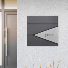 Cassetta postale acciaio inox antracite moderna posto per giornali 37x37x11 cm