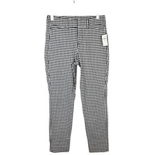 Old Navy Womens High-Rise Pixie Houndstooth Pants 2P Black White Stretch Cotton