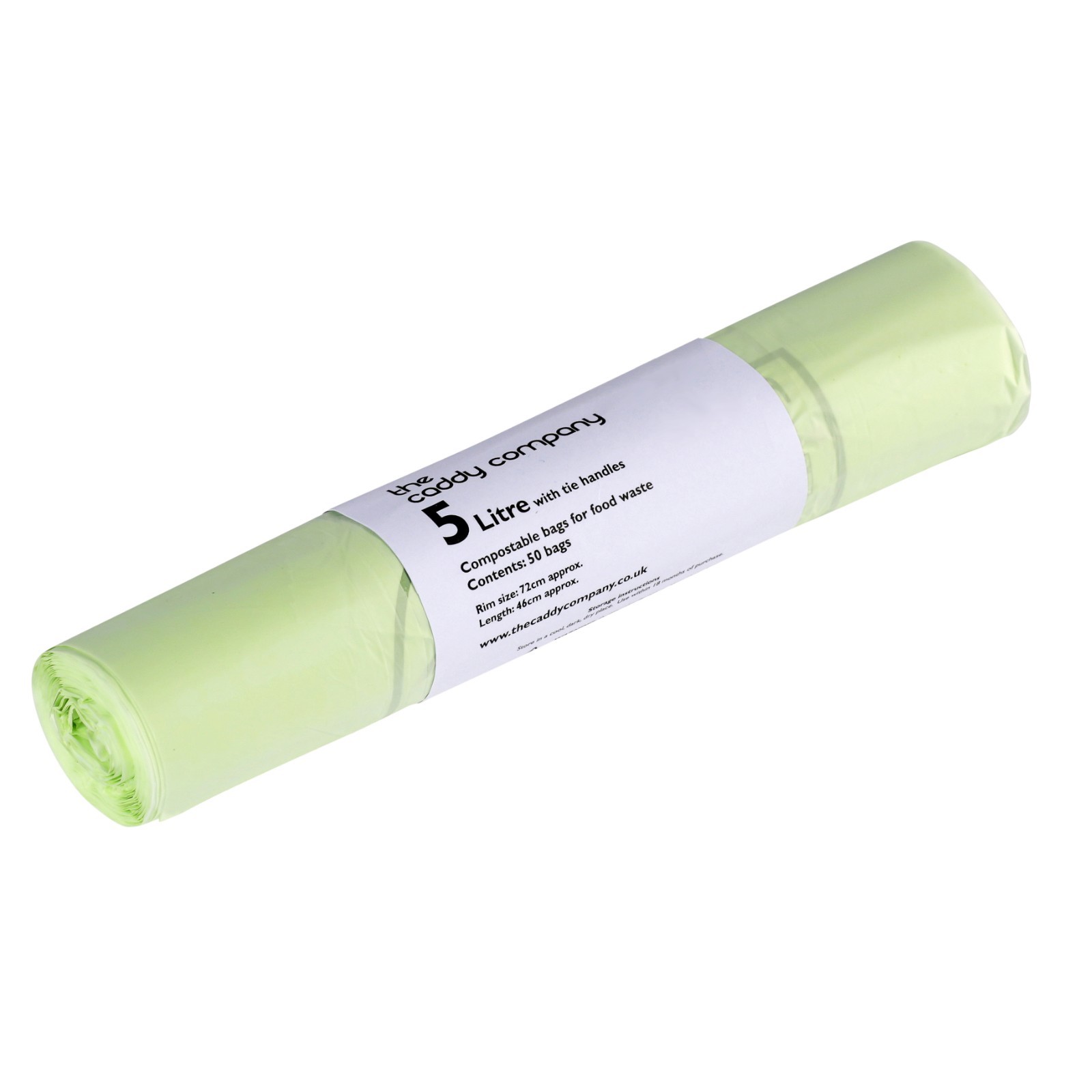 The Caddy Company 5L Tie-Handle Compostable Bags - Green - 25 Bags per Roll - Image 3
