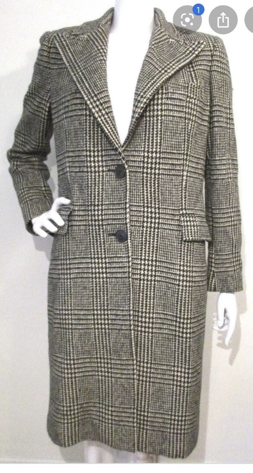 Abrigo de Lana Ralph Lauren Collection Etiqueta Púrpura Glen Cuadros Pata de Gallo 4 Foto 2 de 4