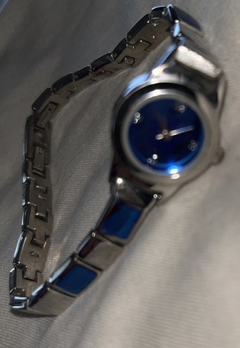 Vintage Advance White Stage Wrist Watch With Blue Stones Clasp Clip Closure - Picture 4 of 8