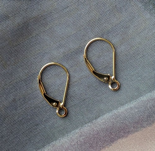 14 Karat Gold Ohrring mit Hebelverschluss oben mit Paralellring - ein Paar - Bild 4 von 9