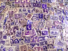 50 Vintage PURPLE Cancelled Postage Stamps US Foreign Paper Crafts Junk Journals