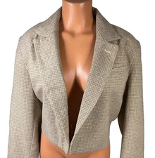 Future Collective Ladies' Beige Cropped Blazer Large NWOT