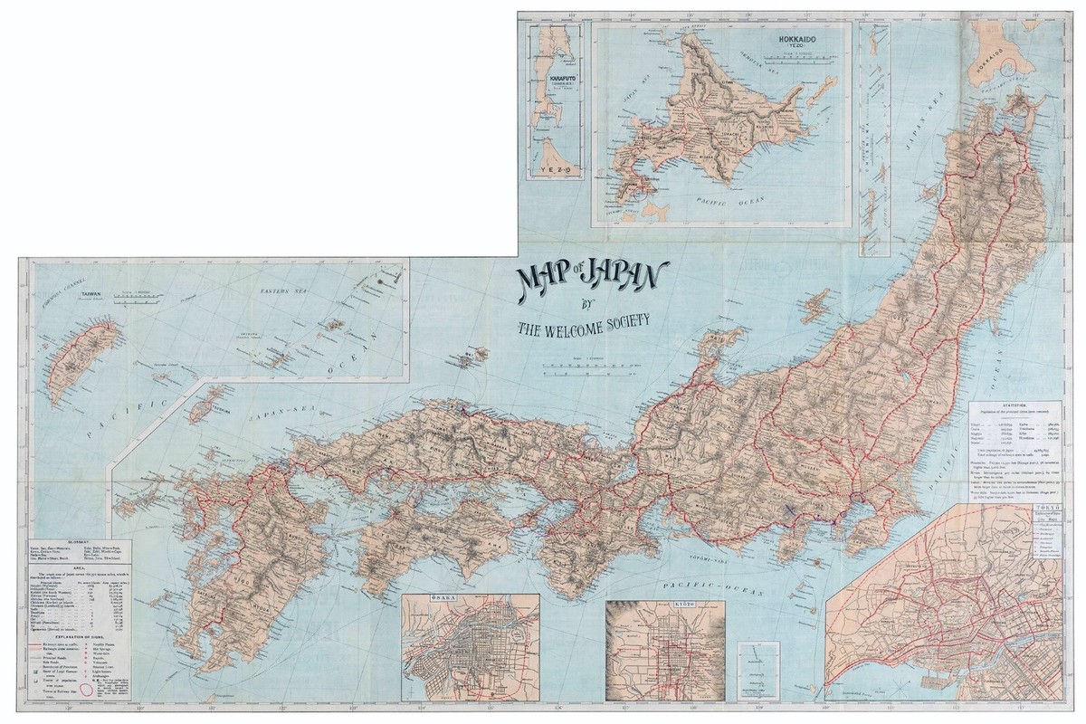 骨董品 古地図 MAP OF JAPAN 1908年 1908 Map of Japan | eBay