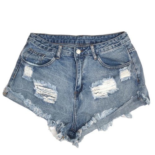Pantalones cortos para mujer Shein Azul Denim Envejecido medio de cintura  alta | eBay