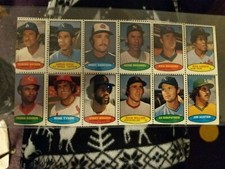 1974 Topps Stamps Sheet of 12 Rod Carew Catfish Hunter  Mike Tyson
