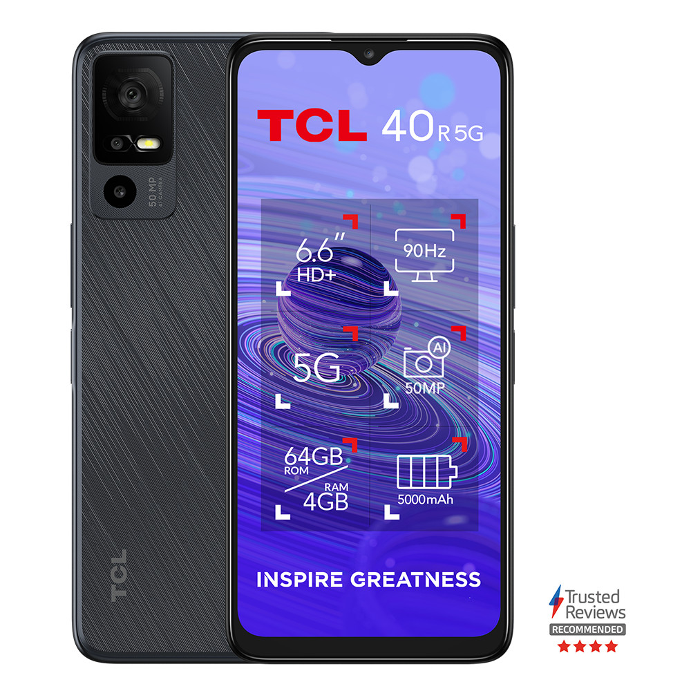 TCL 40R 5G Dual SIM - Starlight Black - 64GB 4GB RAM - Unlocked - New