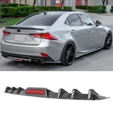 For Lexus IS200t IS250 F-Sport Carbon Rear Bumper Diffuser Splitter w/LED Light