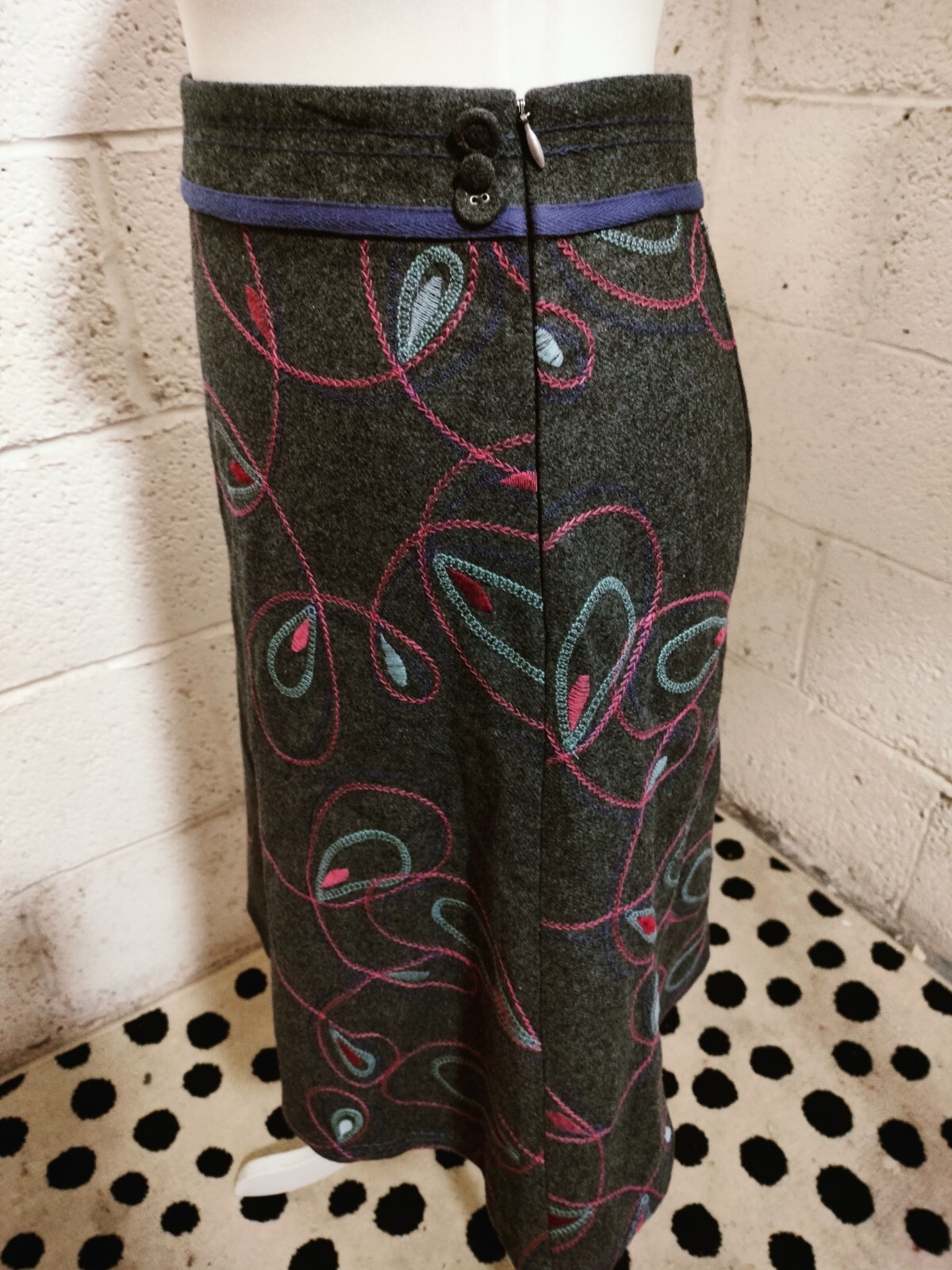 White Stuff Grey Wool Mix Patterned Winter A Line… - image 5